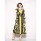 Women speaker horn sleeve sleeve straight dress, lace, V-neck printing