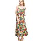 Women go out, the beach, the elegant petal sleeve loose chiffon swing dress, floral, plaid print high waist strap